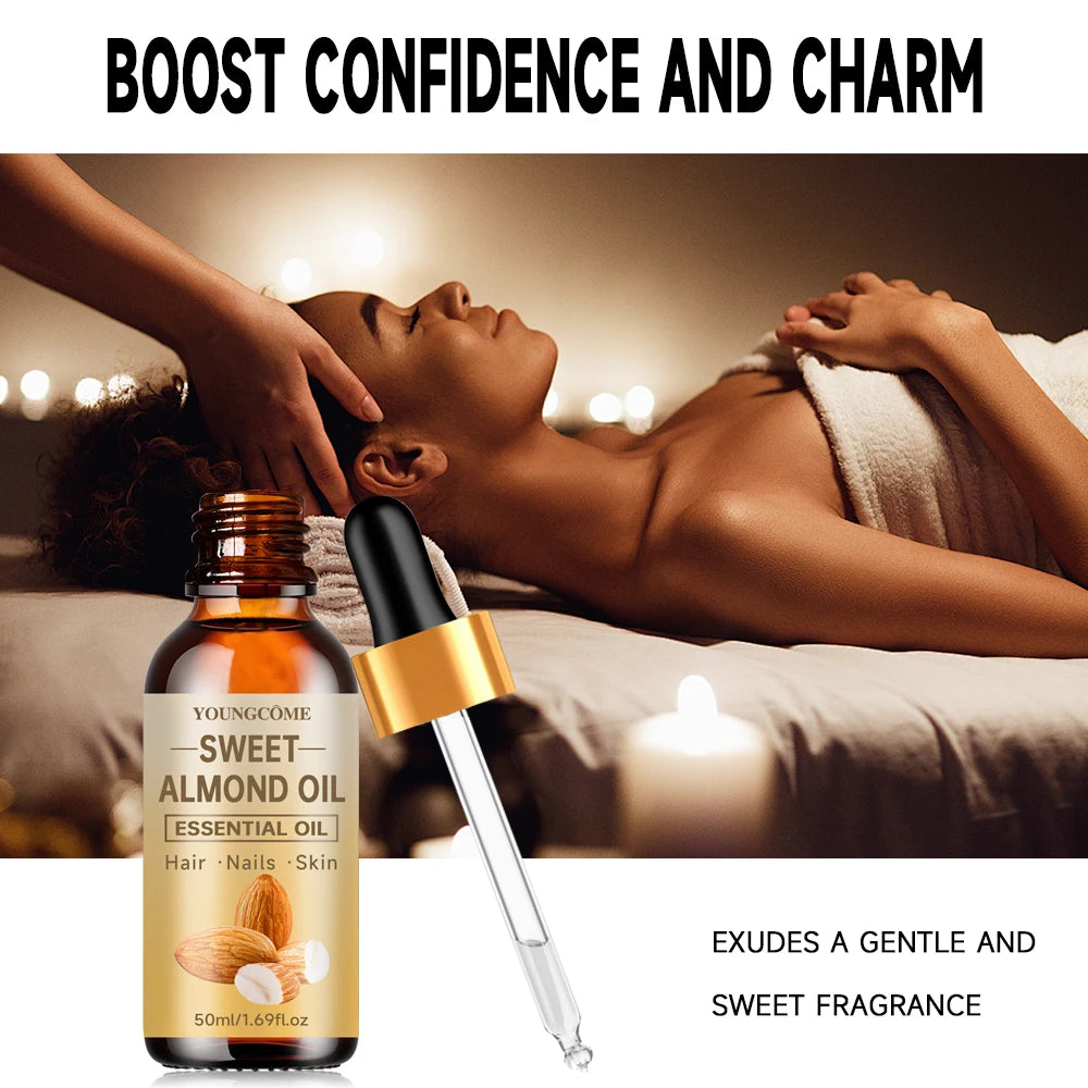 Pure natural sweet almond oil essential oil, hair moisturizer, suitable for hair, face and body,suitable for all hair types