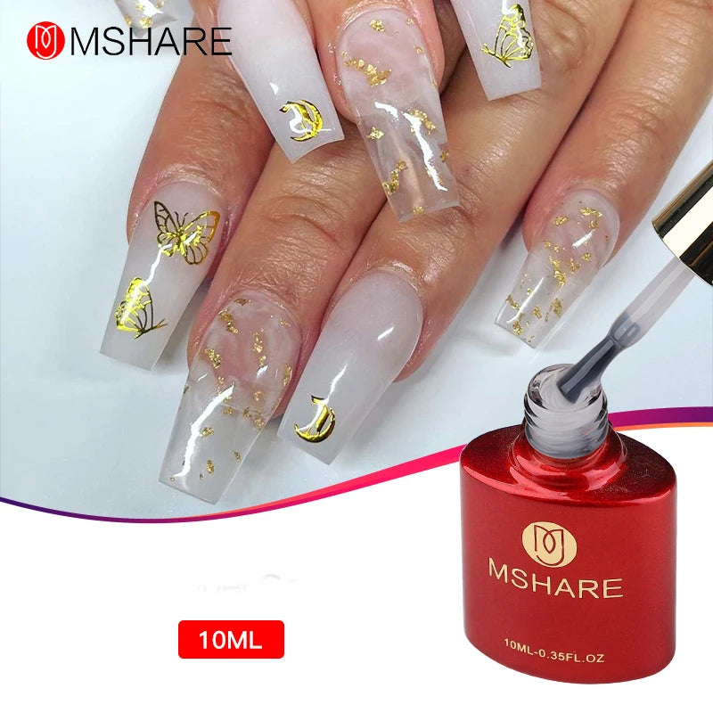 MSHARE Beige Pink Self Leveling Gel Manicure for Finger Nail Extensions Varnish Clear Lacquer Quick Building Diy at Home