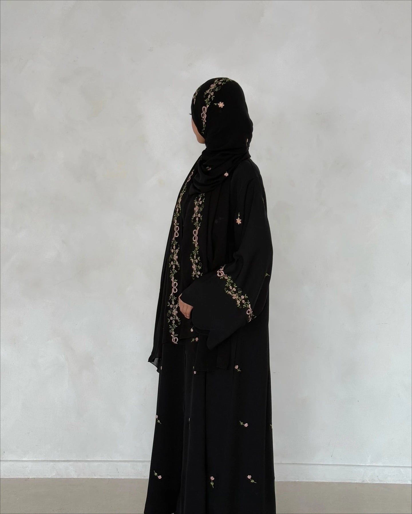 Embroidery Open Abaya and Hijab 2 Piece Set Muslim Dress Abayas for Women Dubai Luxury Islamic Clothing Kaftan Robe Ramadan Eid