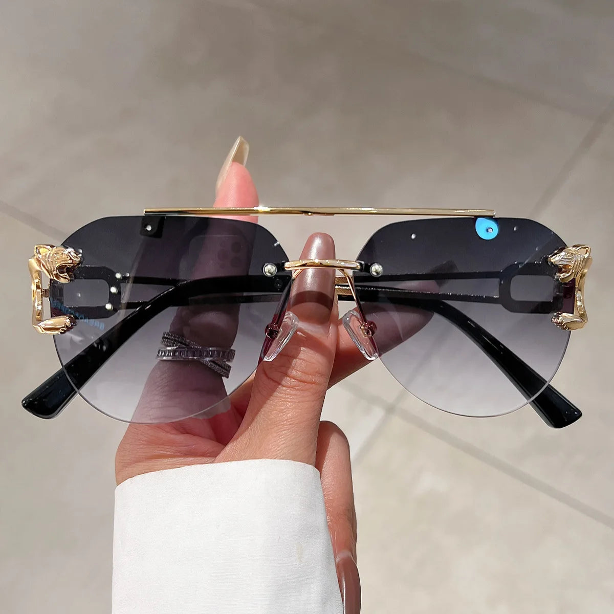 2025 Sunglasses Women Luxury Rimless Vintage Fashion Glasses Lunette Oversized Shades De Soleil Femme Gafas De Sol Mujer Lentes
