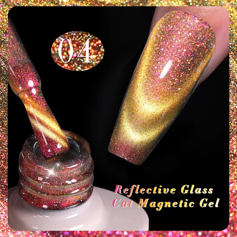 BORN PRETTY Sparkling Glass Bead Cat Magnetic Gel Nail Polish Flash White Spar Red Color Semi Permanent Soak Off UV Gel Varnish