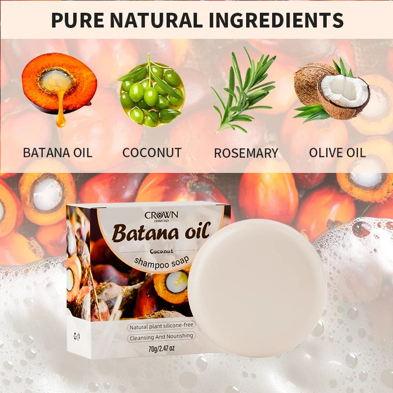 2-in-1 Natural Anti-Hair Loss Shampoo Bar with Batana and Rosemary Controls Oil Strengthens Roots Long-Lasting Coconut Oil Soap