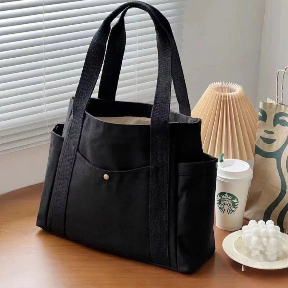 Women Large Capacity Canvas Tote Bags for Work Commuting Shopping Carrying Bag College Student Outfit Book Shoulder Bags