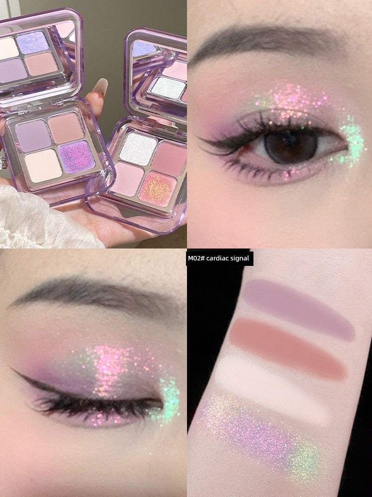 A Flash ~ What a Fairy Chameleon Eye Shadow! Gellas Four-Color Plate Smoky Makeup Clear Thin and Glittering Eyes Brightening