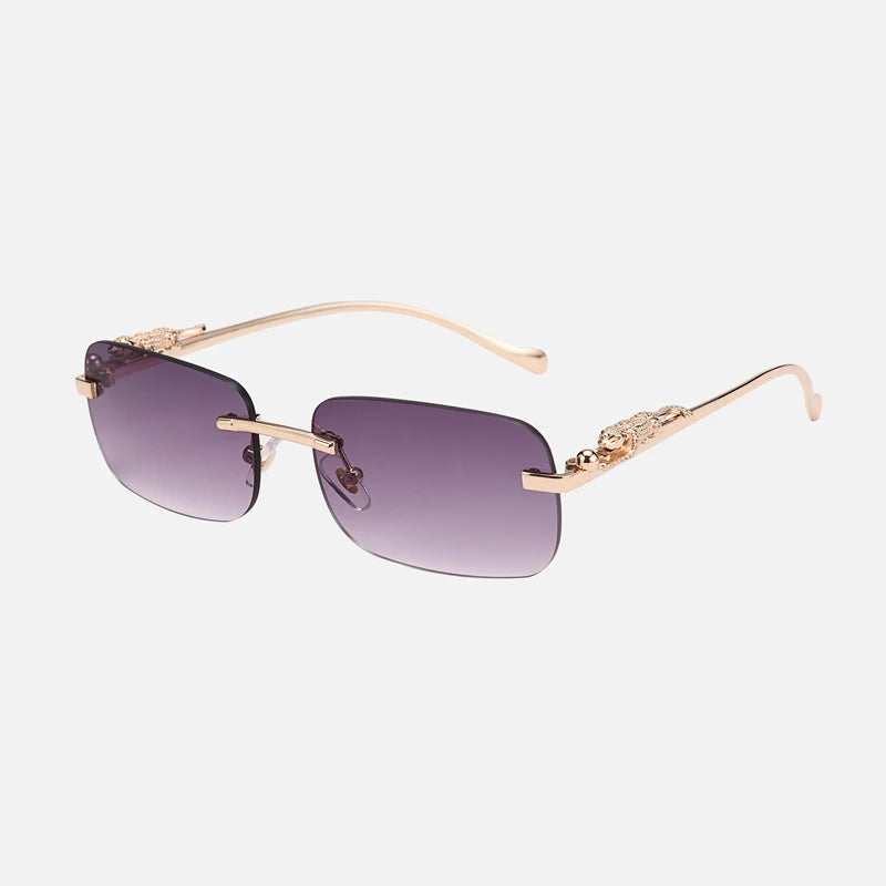 Luxury Brand Leopard Sunglasses Women Rimless Square Sun Glasses Female Fashion Frameless Shades Female UV400