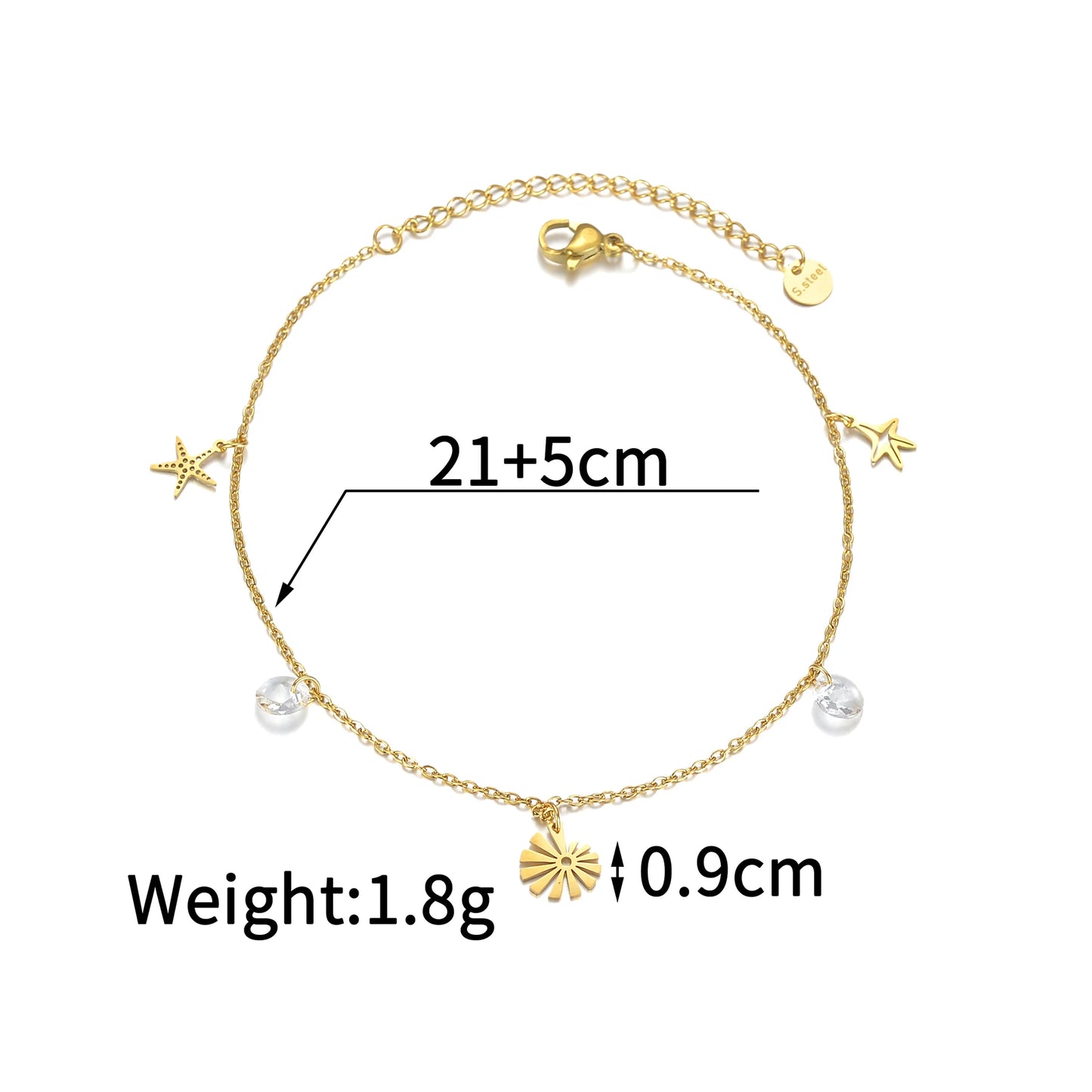UZone Fashion Bead Pendant Ankle Chain Bracelet On Leg Foot Stainless Steel Adjustable Charm Feet Chain for Women Jelwery Gift