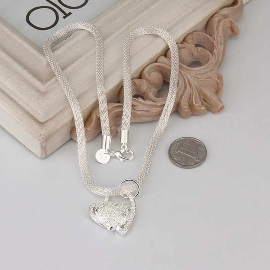 925 Sterling Silver Necklace Gorgeous Charm Fashion Heart Wedding Lady Love for Women Noble Luxury 18 Inches 45cm Jewelry