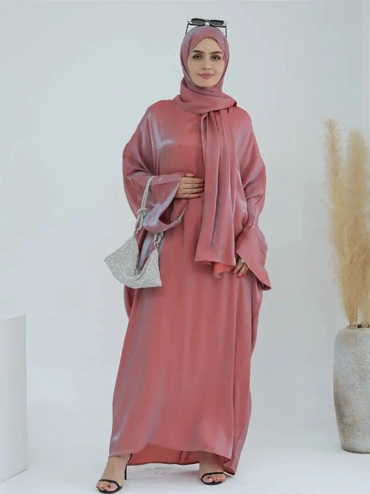 Eid Modest Satin Khimar Abaya Dubai Luxury 2024 Muslim Islam Arabic Abayas For Women Kaftan Hijab Dress Robe Femme Musulmane