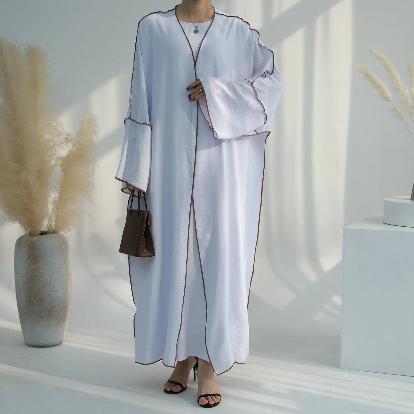3pcs Muslim Women Kimono Cardigan With Inner Dress Hijab Matching Set Dubai Turkey Kaftan Abayas Eid Ramadan Jalabiya Robe Gown