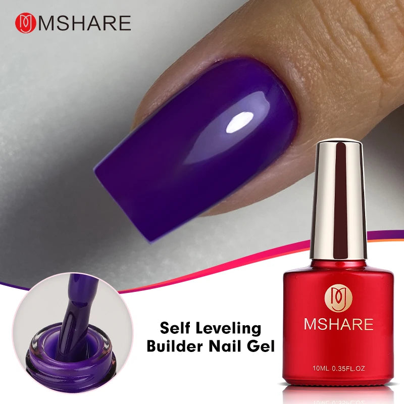 MSHARE Beige Pink Self Leveling Gel Manicure for Finger Nail Extensions Varnish Clear Lacquer Quick Building Diy at Home