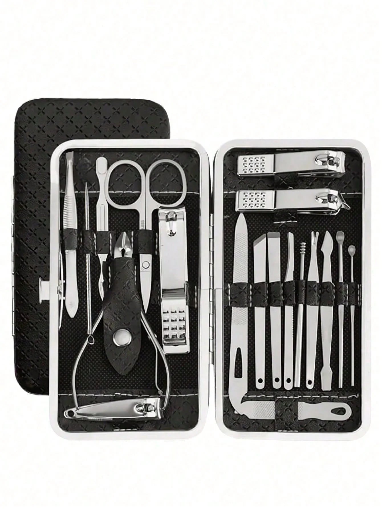 Manicure, Pedicure Kit, Nail Clippers Set of Professional Grooming Kit, Nail Tools with Luxurious Travel Case Black