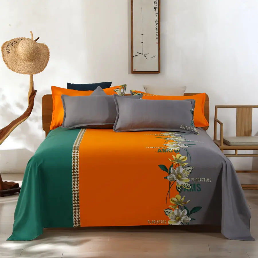 1Pcs Bed Sheet Home Textile Modern Polyester Cotton Flat Sheets Bed Linens Single Queen King Size Bedspread(No Pillow Covers)