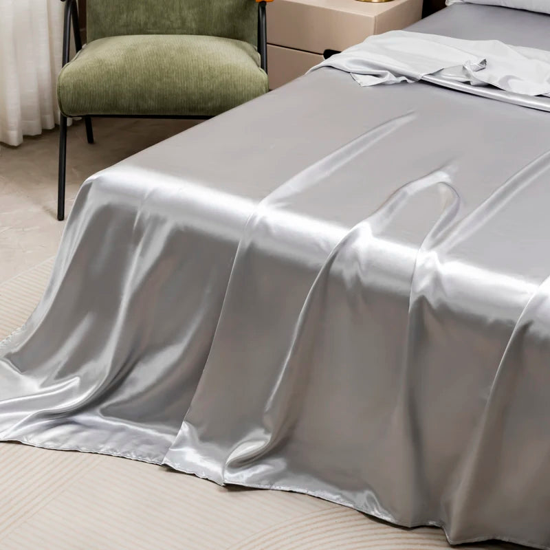 Pure Color Satin Feel Flat Bed Sheet Soft Skin-friendly High-end 4 Seasons Universal 230x230cm Sheet Bed Cover No Pillowcases