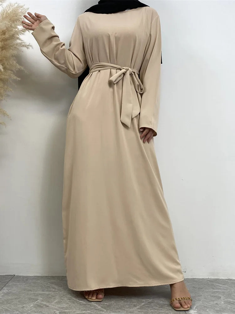 Hot Selle Muslim Woman Abaya With Pockets Islamic Casual And Simple Long Dresses Moroccan Caftan Woman Dubai Abaya Ramadan Black