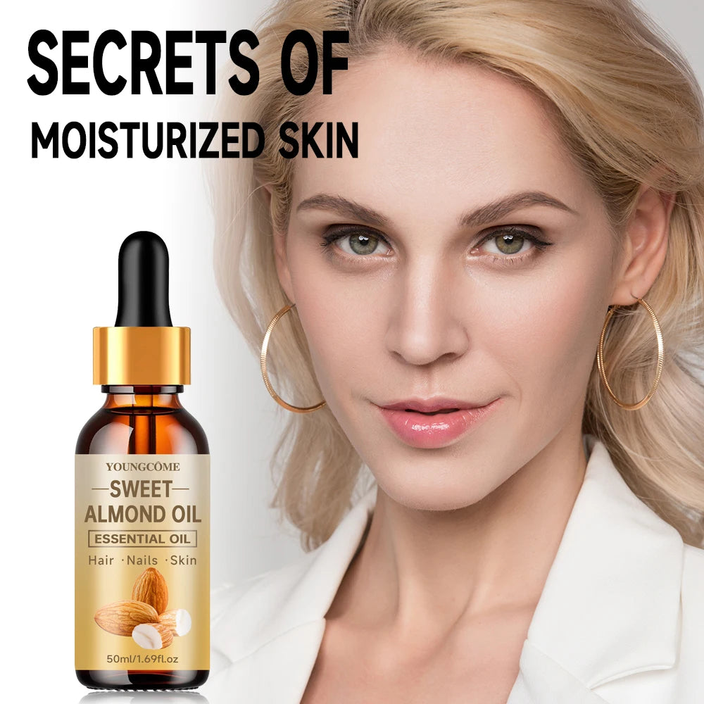 Pure natural sweet almond oil essential oil, hair moisturizer, suitable for hair, face and body,suitable for all hair types