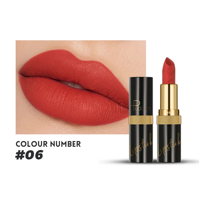 Pudaier Velvet Matte Lipstick - 10 Vibrant Colors, Moisturizing & Waterproof, Long-Lasting Nude Perfect Everyday Gift