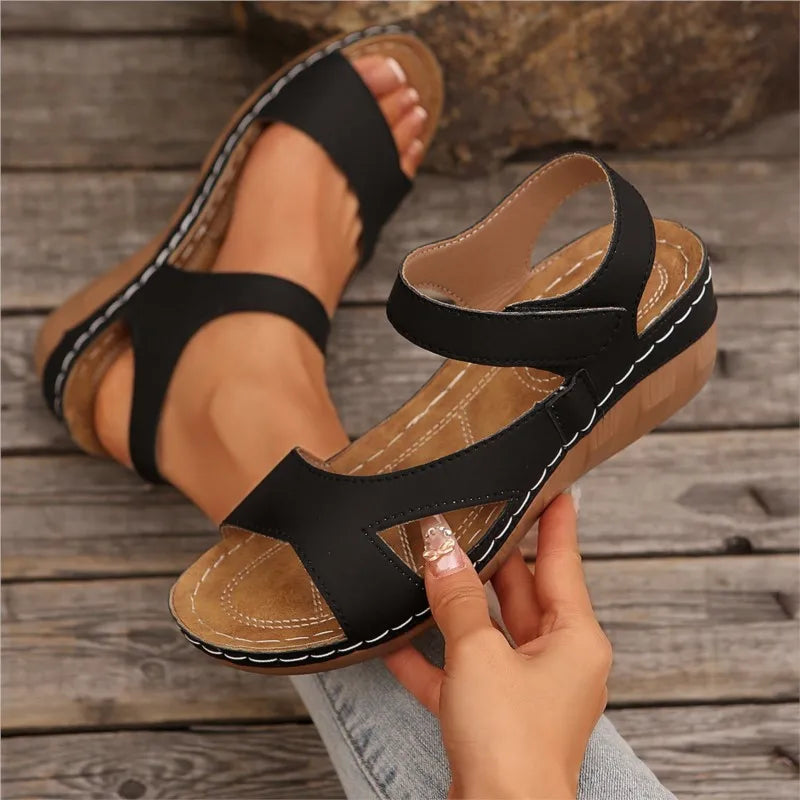 Summer Woman Sandals Shoes Soft Shoes Woman Plus Size Sandals Woman Wedge Walking Shoes Elegant Footwear Female Women Sandal