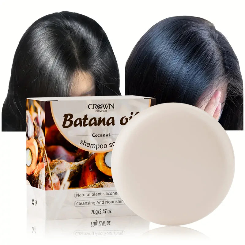 2-in-1 Natural Anti-Hair Loss Shampoo Bar with Batana and Rosemary Controls Oil Strengthens Roots Long-Lasting Coconut Oil Soap