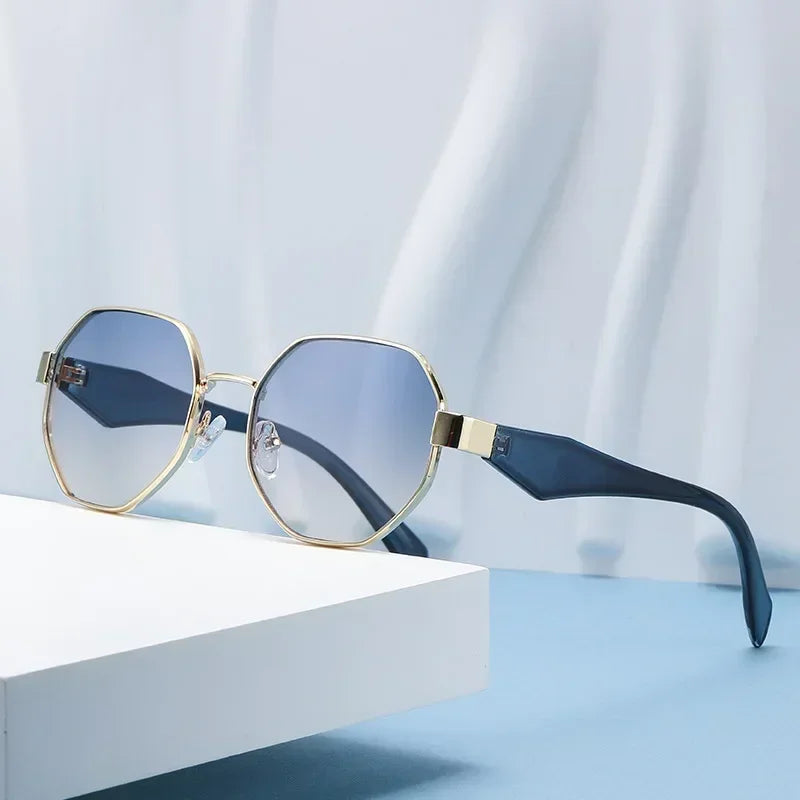 Vintage Sunglasses Women Fashion Polygonal Metal Frame Sunglasses Men Luxury Brand Designer UV400 Eye Protection Sun Glasses