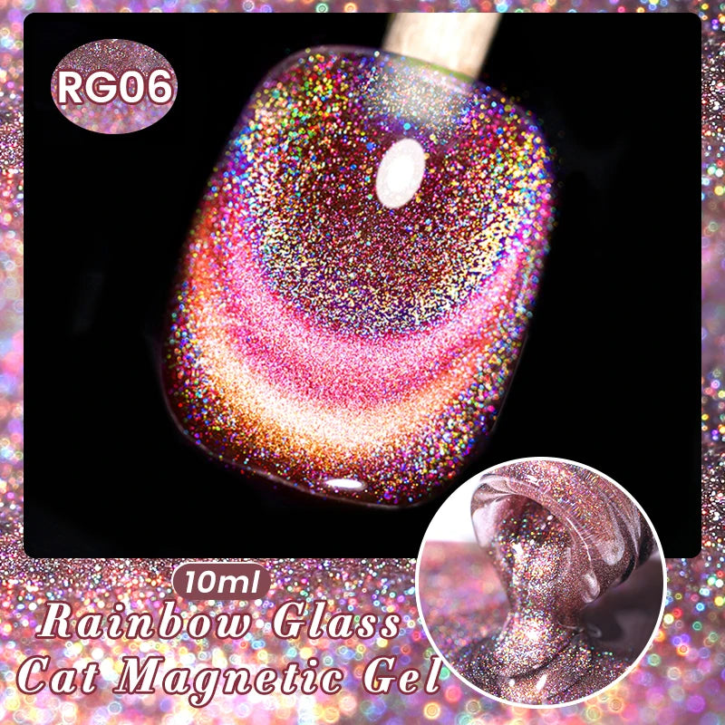 BORN PRETTY Sparkling Glass Bead Cat Magnetic Gel Nail Polish Flash White Spar Red Color Semi Permanent Soak Off UV Gel Varnish