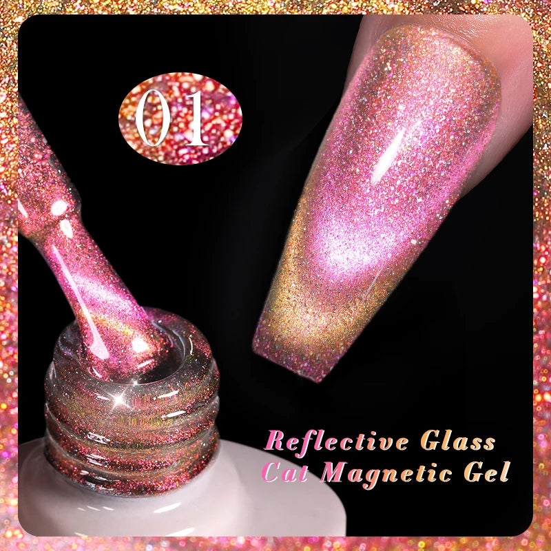 BORN PRETTY Sparkling Glass Bead Cat Magnetic Gel Nail Polish Flash White Spar Red Color Semi Permanent Soak Off UV Gel Varnish