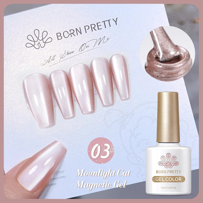 BORN PRETTY Sparkling Glass Bead Cat Magnetic Gel Nail Polish Flash White Spar Red Color Semi Permanent Soak Off UV Gel Varnish