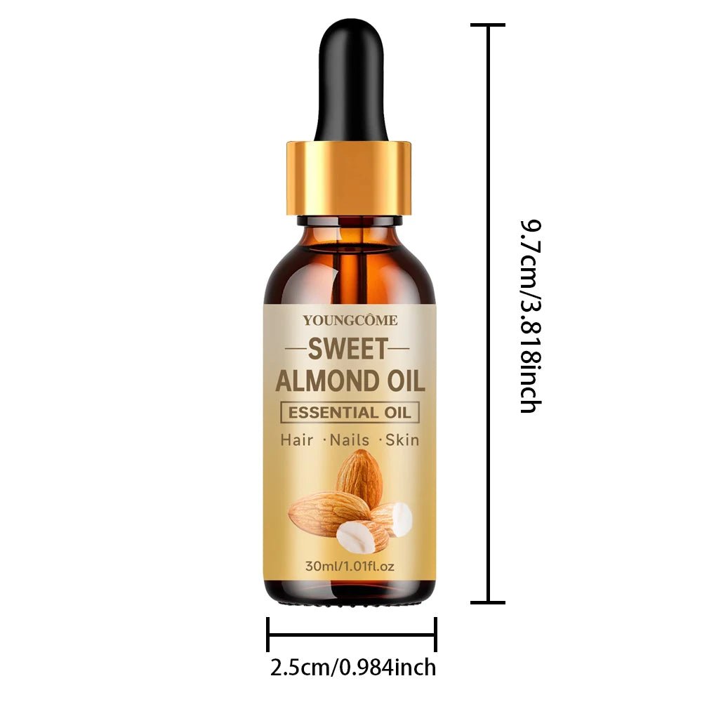 Pure natural sweet almond oil essential oil, hair moisturizer, suitable for hair, face and body,suitable for all hair types