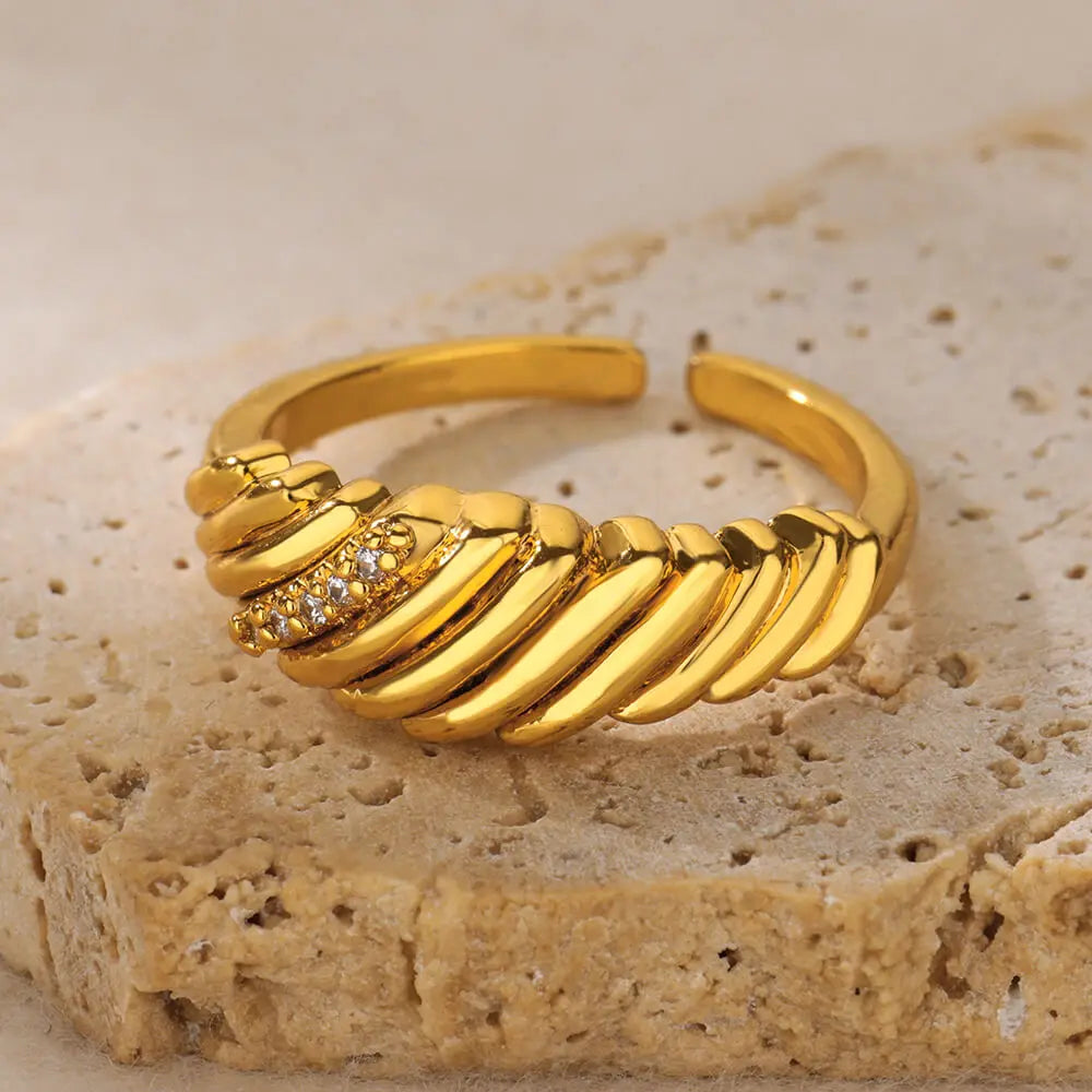 Shiny Zircon Star Moon Open Rings For Women Men Adjsuatble Gold Color Stainless Steel Ring Female Aesthetic Jewelry Gift