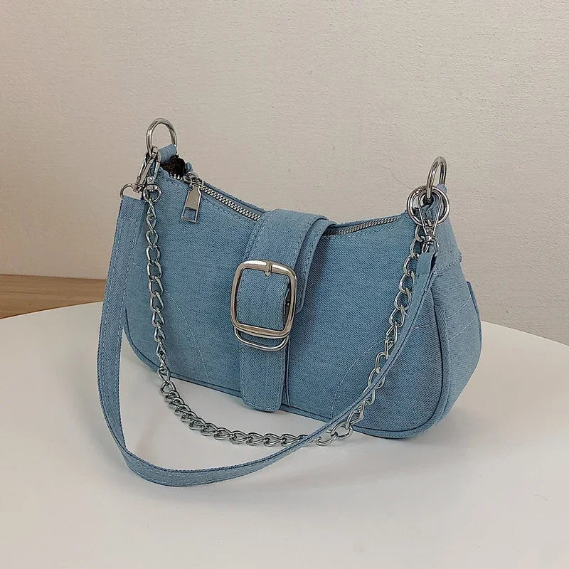 Women's new fashion Cross-shoulder bag shoulder denim bag small design Y2K exquisite jeans bag