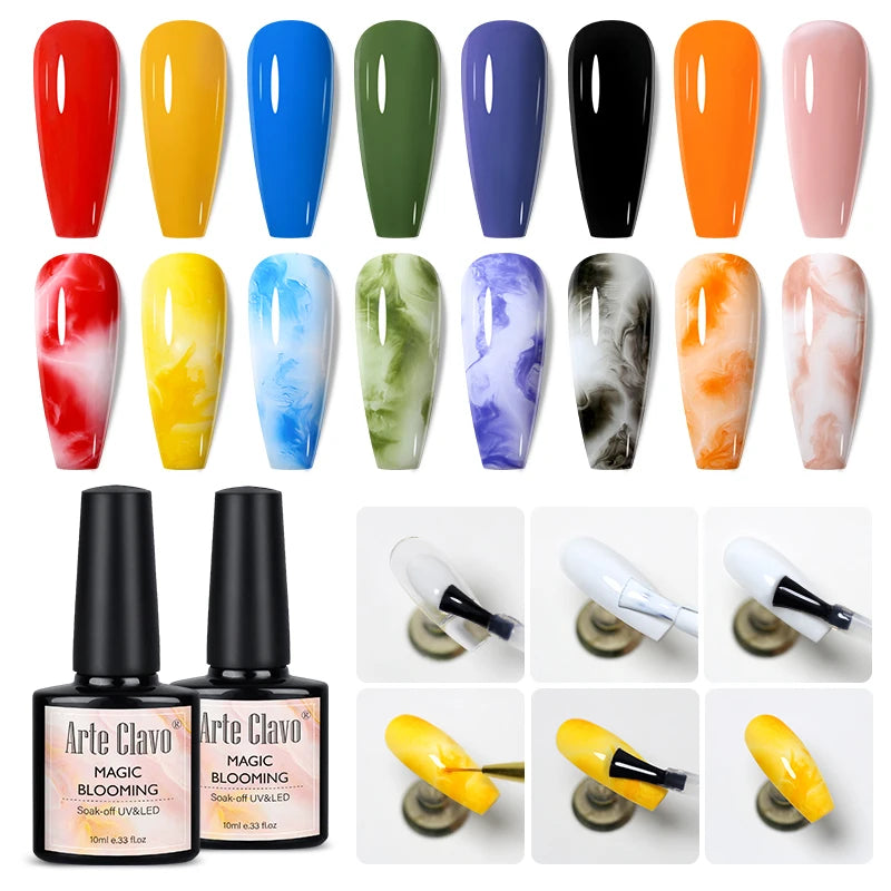 Arte Clavo Blossom Gel Nail Art Transparent Blossom Nail Polish Blooming Smook Effect Flower Gel Polish Soak off Nail Glue Gel