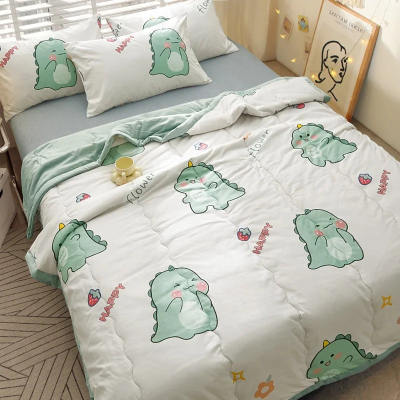 YanYangTian Summer Blanket Ice Silk Cooling Quilt Breathable Lightweight Skin-Friendly Minimalist Style Machine Washable Bedding