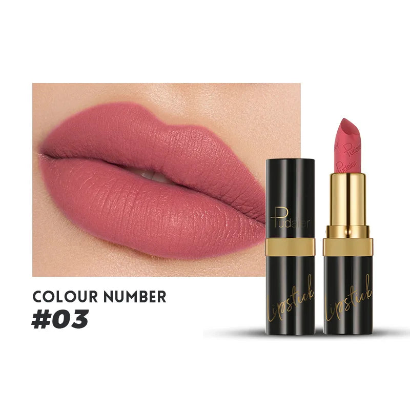 Pudaier Velvet Matte Lipstick - 10 Vibrant Colors, Moisturizing & Waterproof, Long-Lasting Nude Perfect Everyday Gift