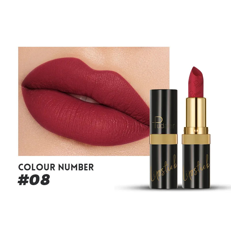 Pudaier Velvet Matte Lipstick - 10 Vibrant Colors, Moisturizing & Waterproof, Long-Lasting Nude Perfect Everyday Gift