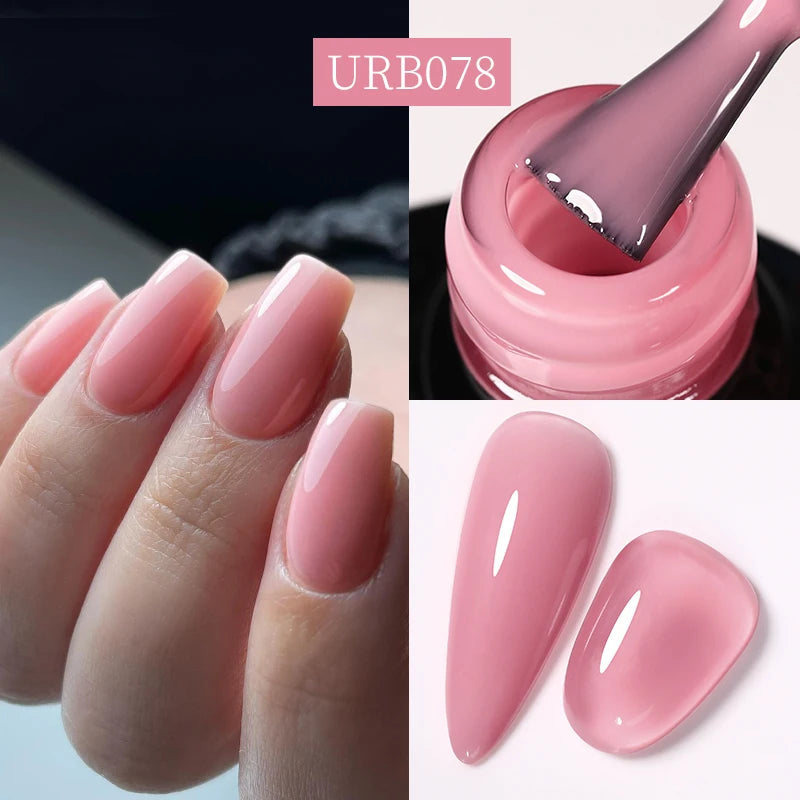 UR SUGAR 7ml Pale Pink Rubber Base Gel Nude Color Semi Permant Soak Off UV LED Self-leveling Gel Varnishes Great Coverage
