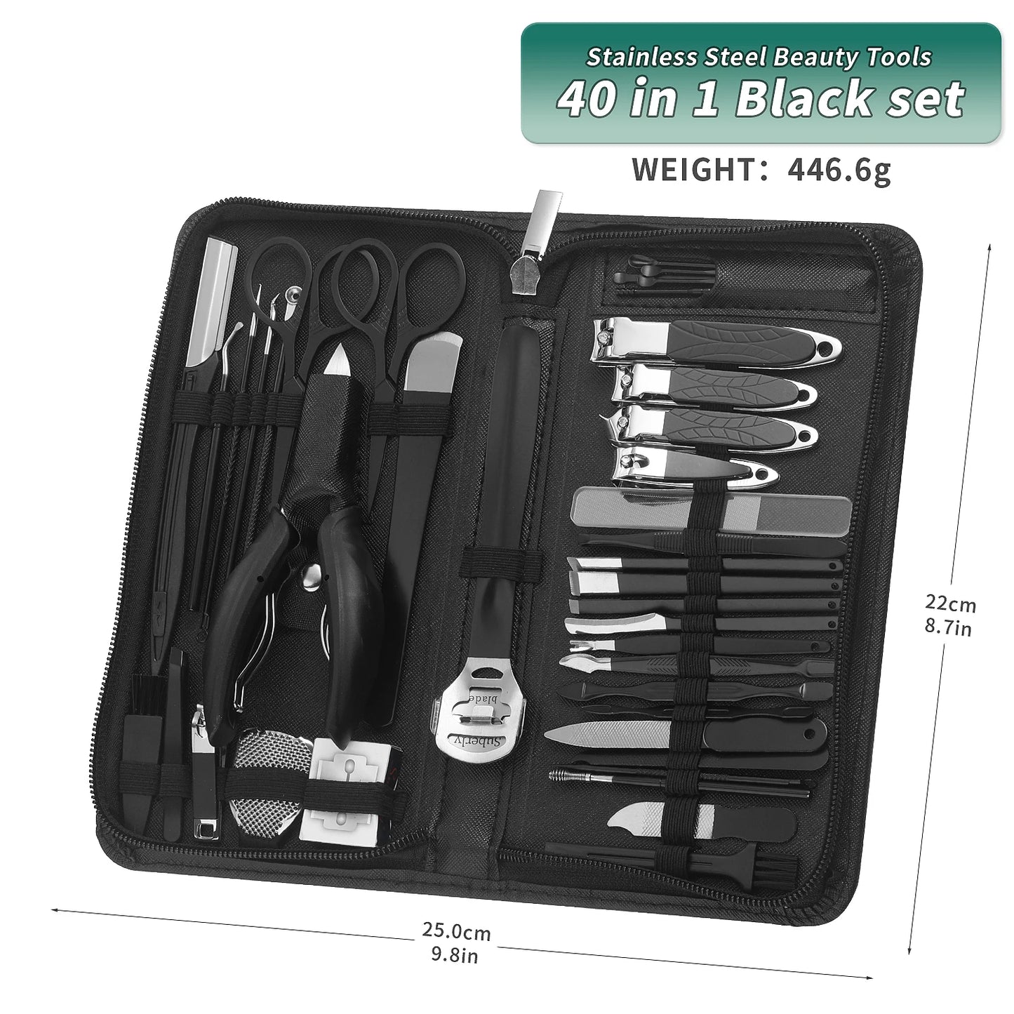 40 pcs Nail Clippers Manicure Tool Set, With Portable Travel Case, Dead Skin Clippers, Cuticle Nippers And Cutter Kit, Nail Cl