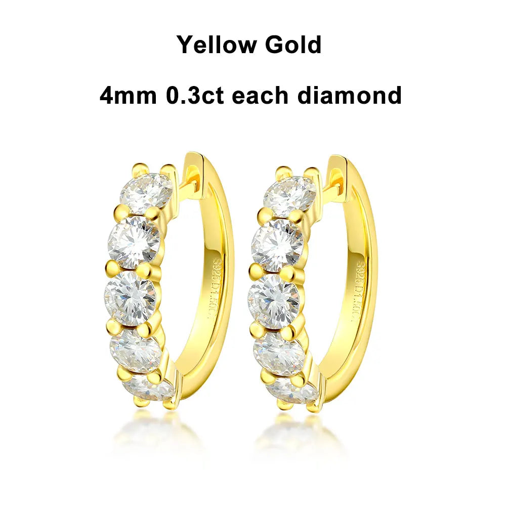 KNOBSPIN D Color Moissanite Loop Earring 925 Sterling Sliver Plated with 18k White Gold Earring for Women Sparkling Fine Jewelry