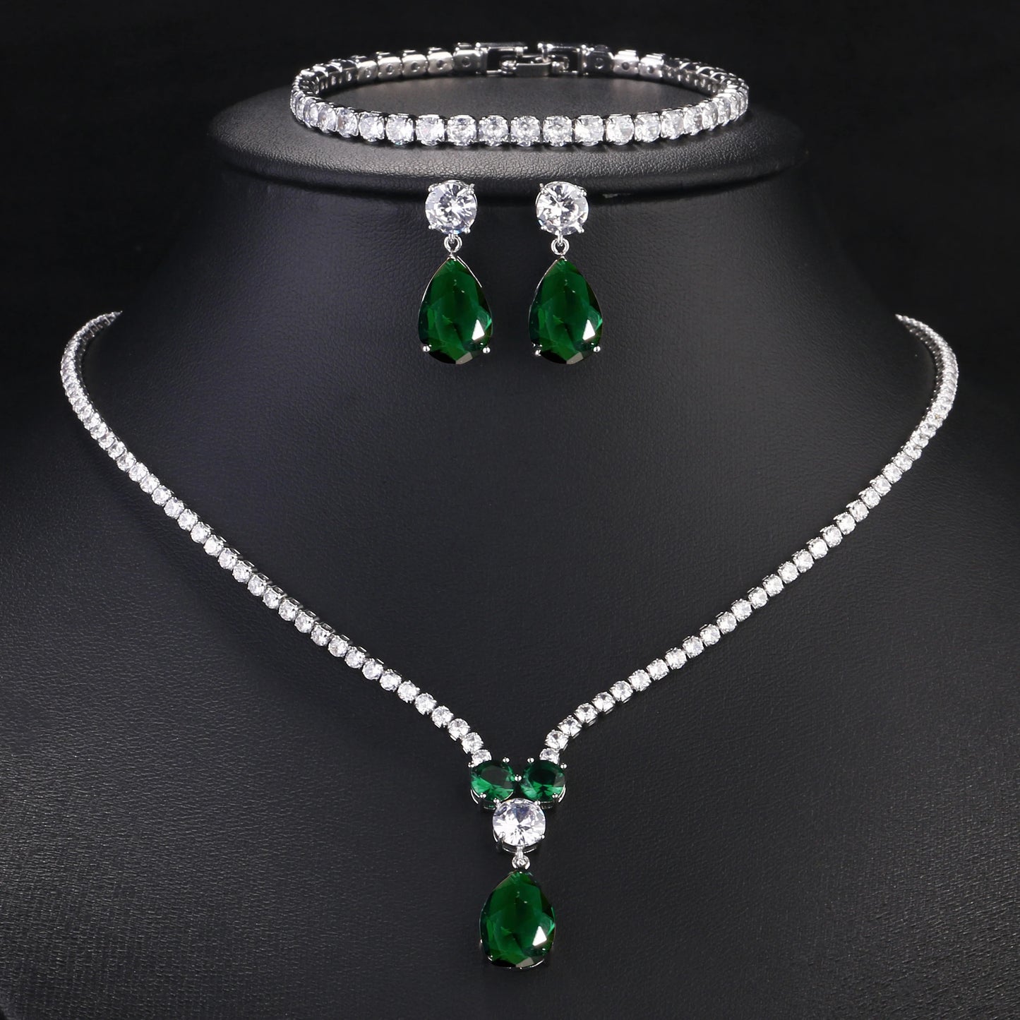 ZAKOL Luxury Clear Water Drop Zircon Jewelry Set for Women High Quality Shiny CZ Wedding Party Jewelry