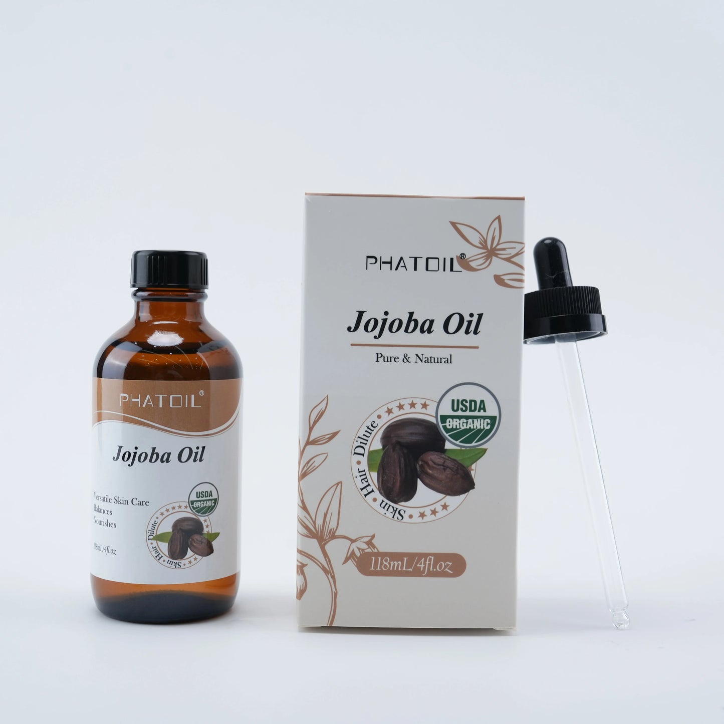 PHATOIL 236ml/118ml Organic Castor Oil,Cold Pressed Unrefined Essential Oil For Hair Care Eyelash & Nail Growth Moisturizes Skin