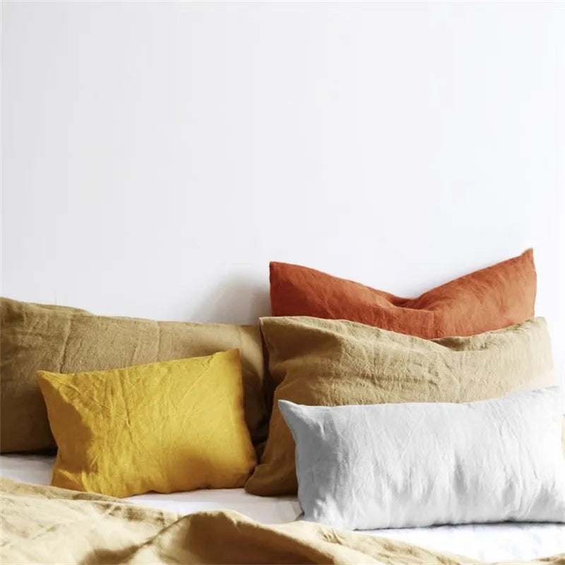 100% Pure Linen Pillow Case Double Long Pillowcase Euro Sham for Bed,Custom Size Envelope Cushion Cover Antibacterial Anti-mite