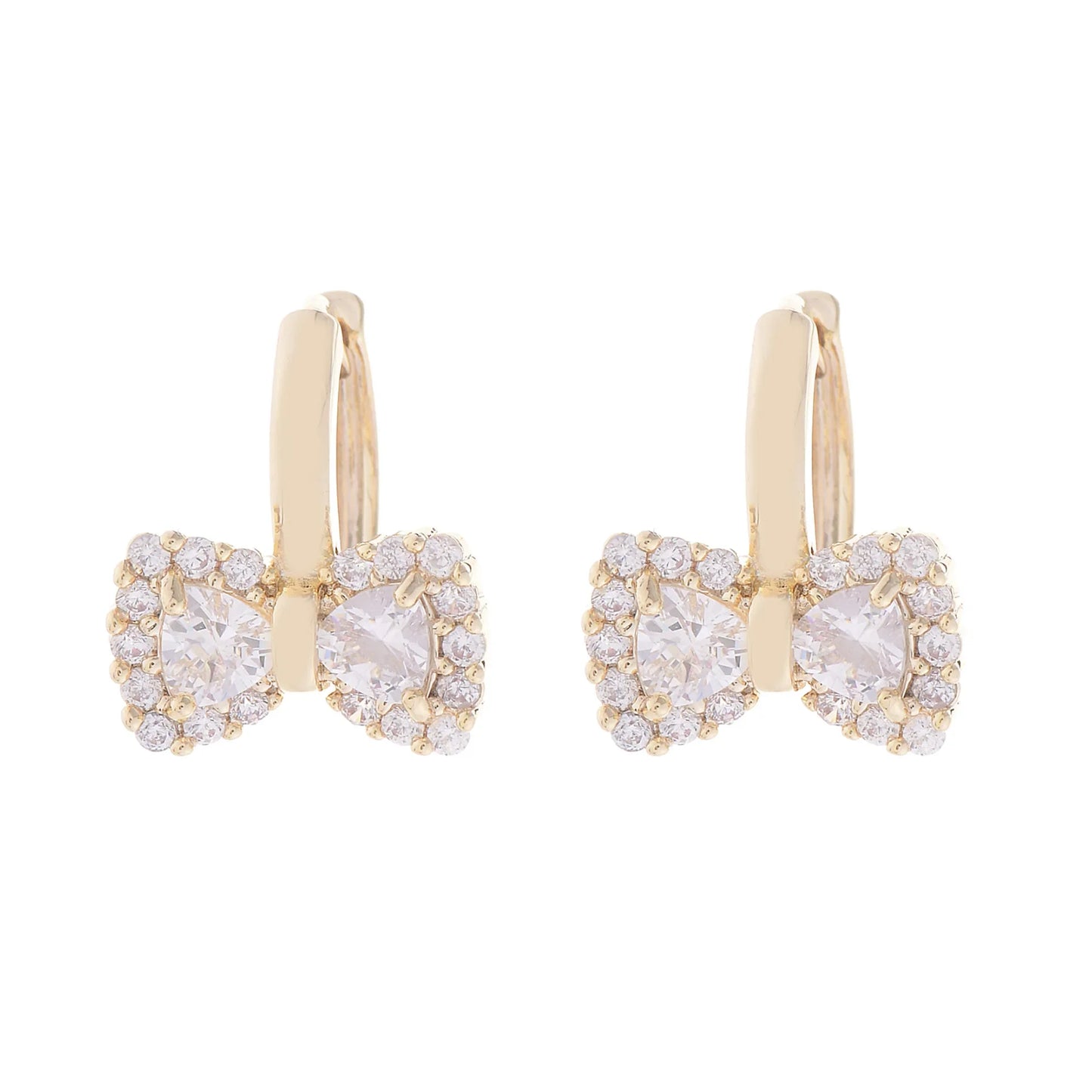 Korea New Design Fashion Jewelry Real Gold plating Sweet Small Bow G Zirconia Earrings Elegant Women's Daily Accessories
