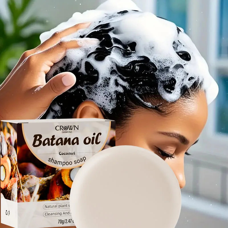 2-in-1 Natural Anti-Hair Loss Shampoo Bar with Batana and Rosemary Controls Oil Strengthens Roots Long-Lasting Coconut Oil Soap