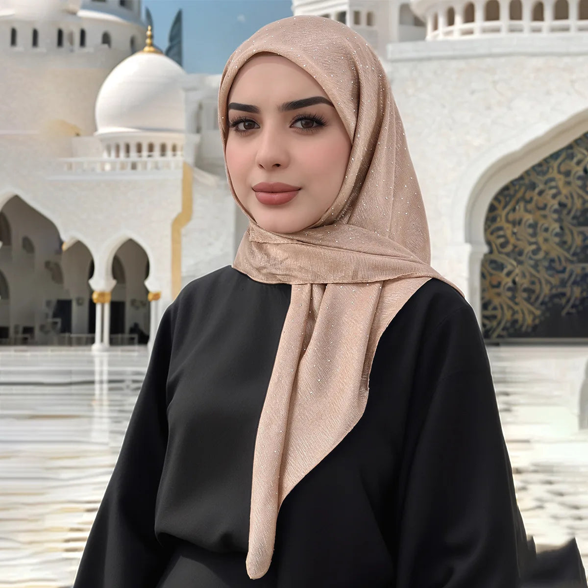 Ramadan Shiny Dot Viscose Hijab Scarf Women Rhinestone Muslim Headscarf Wrap Shawls Femme Musulman Headband Islamic Turban Mujer