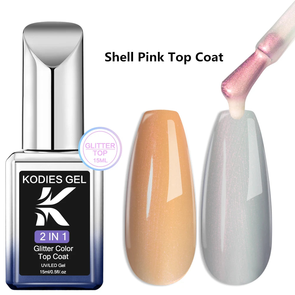 KODIES GEL Glitter Top Coat Shimmery Gold UV Gel Nail Polsih Holographic Laser Gellak Semi Permanent Super Shine Topcoat No Wipe