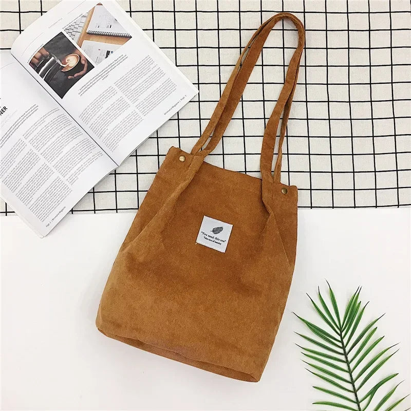 Bags for Women 2025 Corduroy Shoulder Bag Reusable Shopping Bags Casual Tote Female Handbag for A Certain Number of Dropshipping