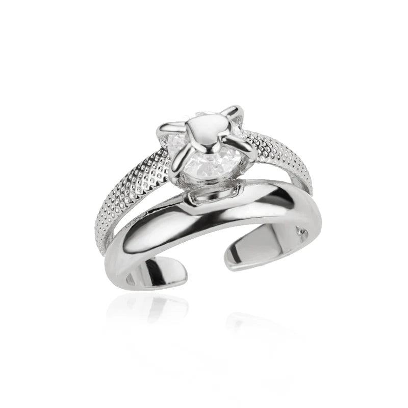 Heart Rings for Women Grils Gold Plated Adjustable Stainless Steel Ring 2025 Trend Luxury Wedding Couple Jewelry anillos mujer