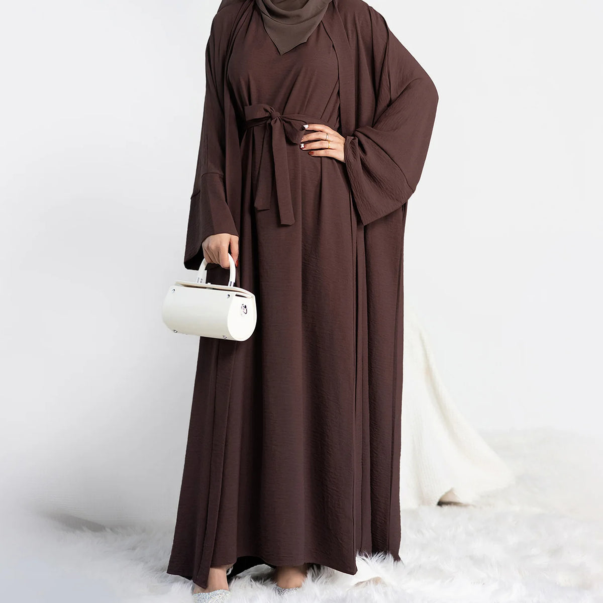 Open Front Dubai Kimono Abaya Muslim Set