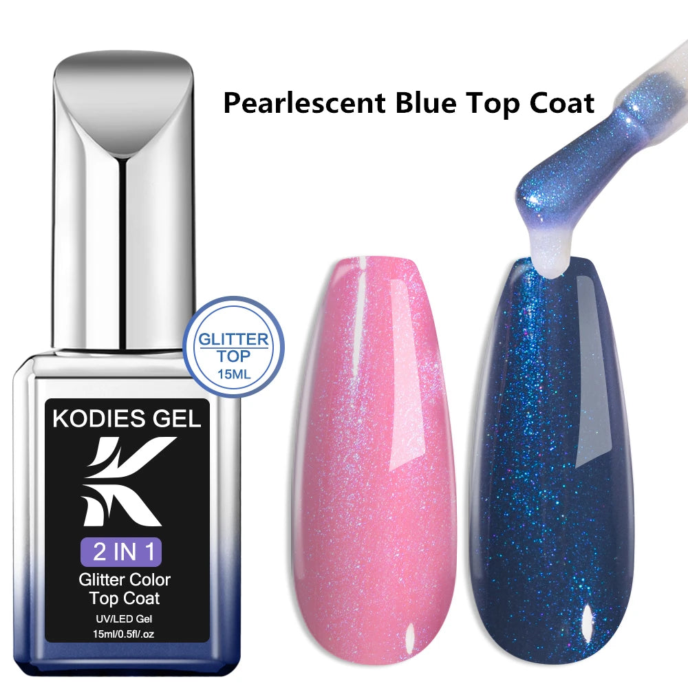 KODIES GEL Glitter Top Coat Shimmery Gold UV Gel Nail Polsih Holographic Laser Gellak Semi Permanent Super Shine Topcoat No Wipe