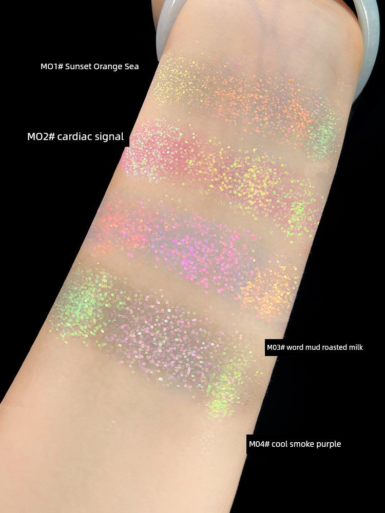 A Flash ~ What a Fairy Chameleon Eye Shadow! Gellas Four-Color Plate Smoky Makeup Clear Thin and Glittering Eyes Brightening