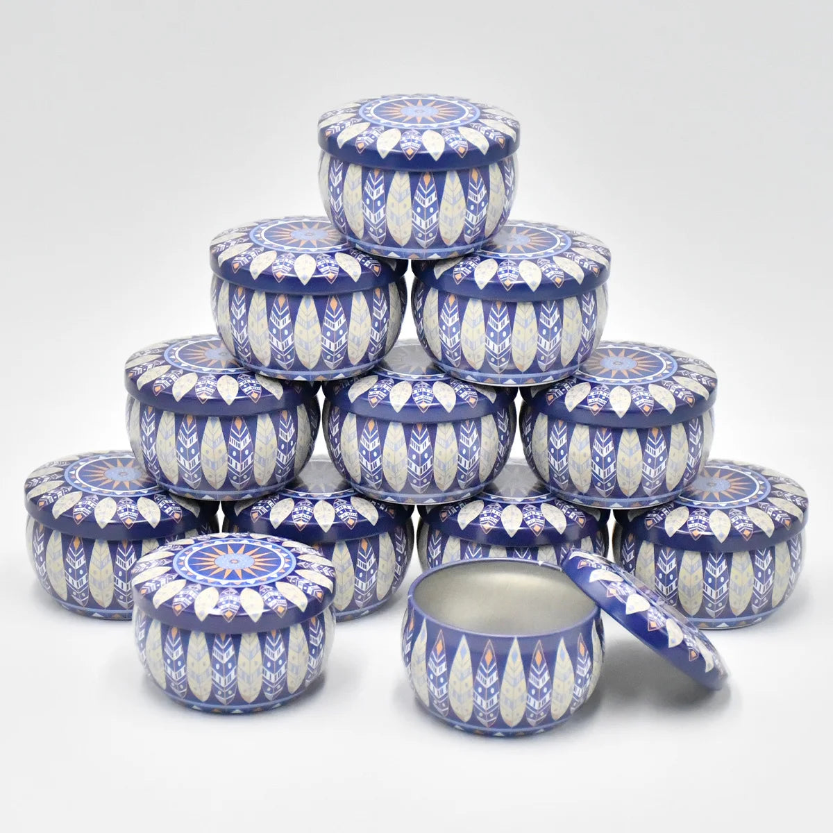 12pcs Mixed Color Iron Candle Tin Jars Empty Can- DIY Candle Making with Storage Case for Dry Spices and Sweets