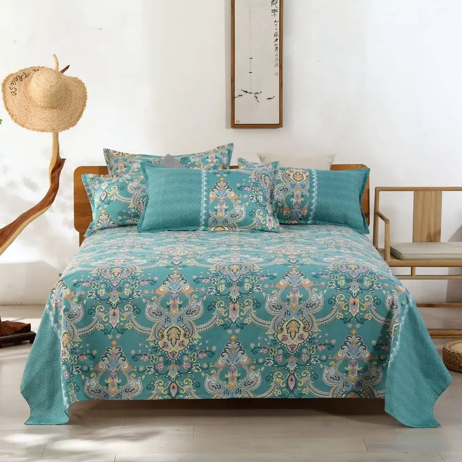 1Pcs Bed Sheet Home Textile Modern Polyester Cotton Flat Sheets Bed Linens Single Queen King Size Bedspread(No Pillow Covers)